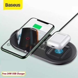 Baseus -Baseus Mall VN Đế sạc nhanh không dây Baseus Simple 2 in 1 Wireless Charger Pro 15W cho iPhone và Airpods (15W, Wireless Quick charger)