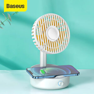 Baseus -Baseus Mall VN Quạt để bàn thông minh hỗ trợ sạc không dây Baseus Hermit desktop wireless charger with oscillating fan (4W quạt, 10W sạc)