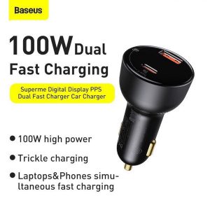 Baseus - Phố Phụ Kiện Tẩu sạc công suất cao 100W Superme Digital Display PPS Dual Quick Charger Car Charger (100W, 12V đến 24V)